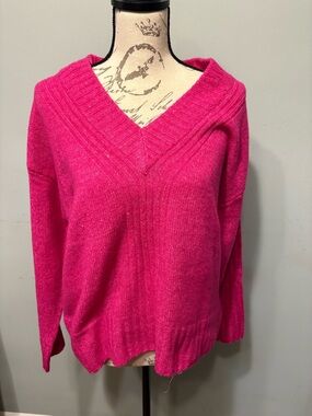 Talbots Hot Pink Off-the-Shoulder Knit Sweater